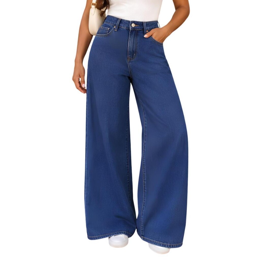 CALÇA JEANS WIDE LEG LEBLUE FEMININO REF: LEB9147