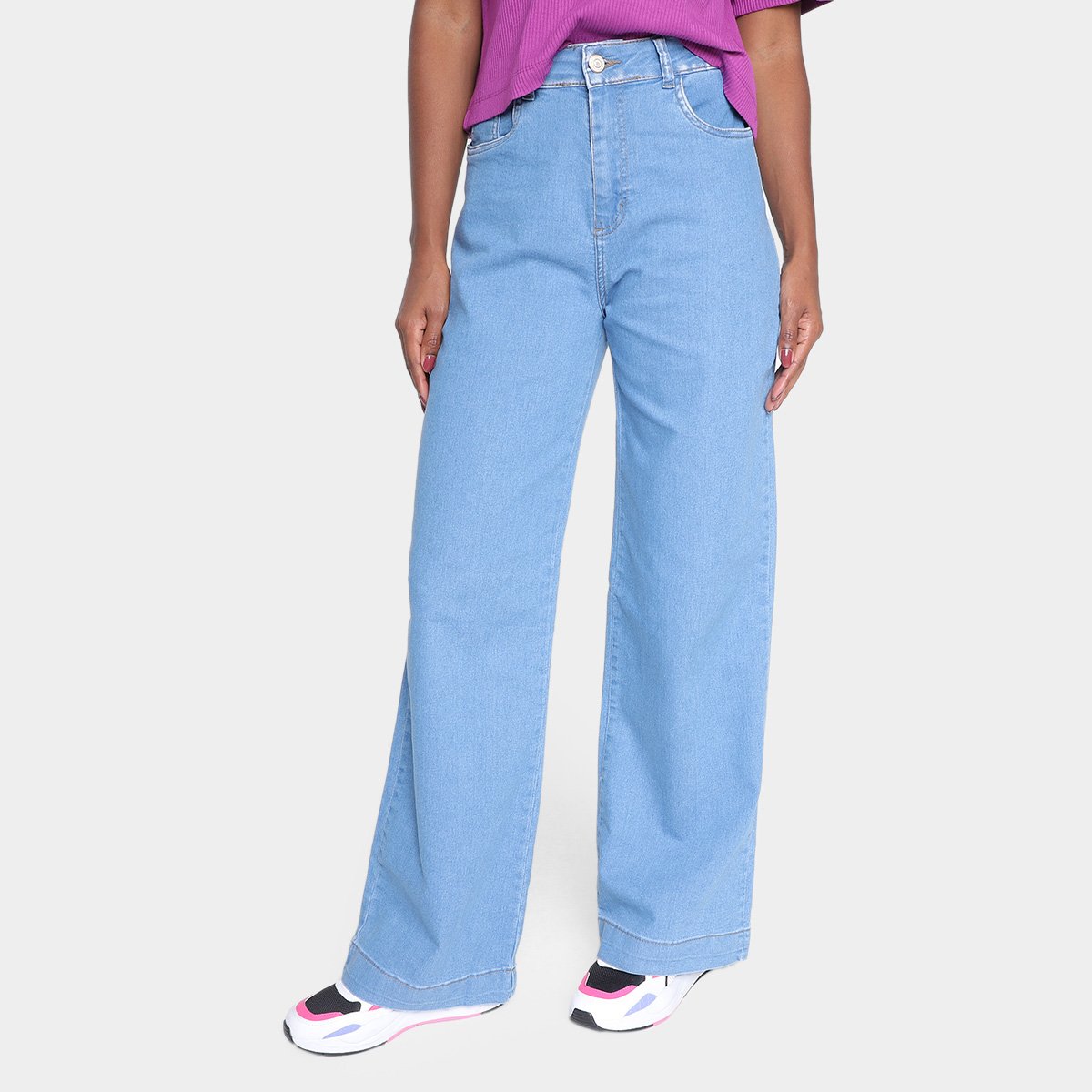 Calça Jeans Wide Leg Sawary Feminina Menor preço em Calça Jeans Wide Leg Sawary Feminina