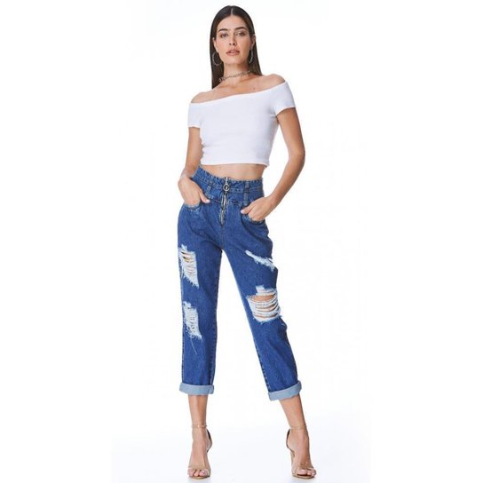 Calça Jeans Zait Mom Sandy Feminina - Azul