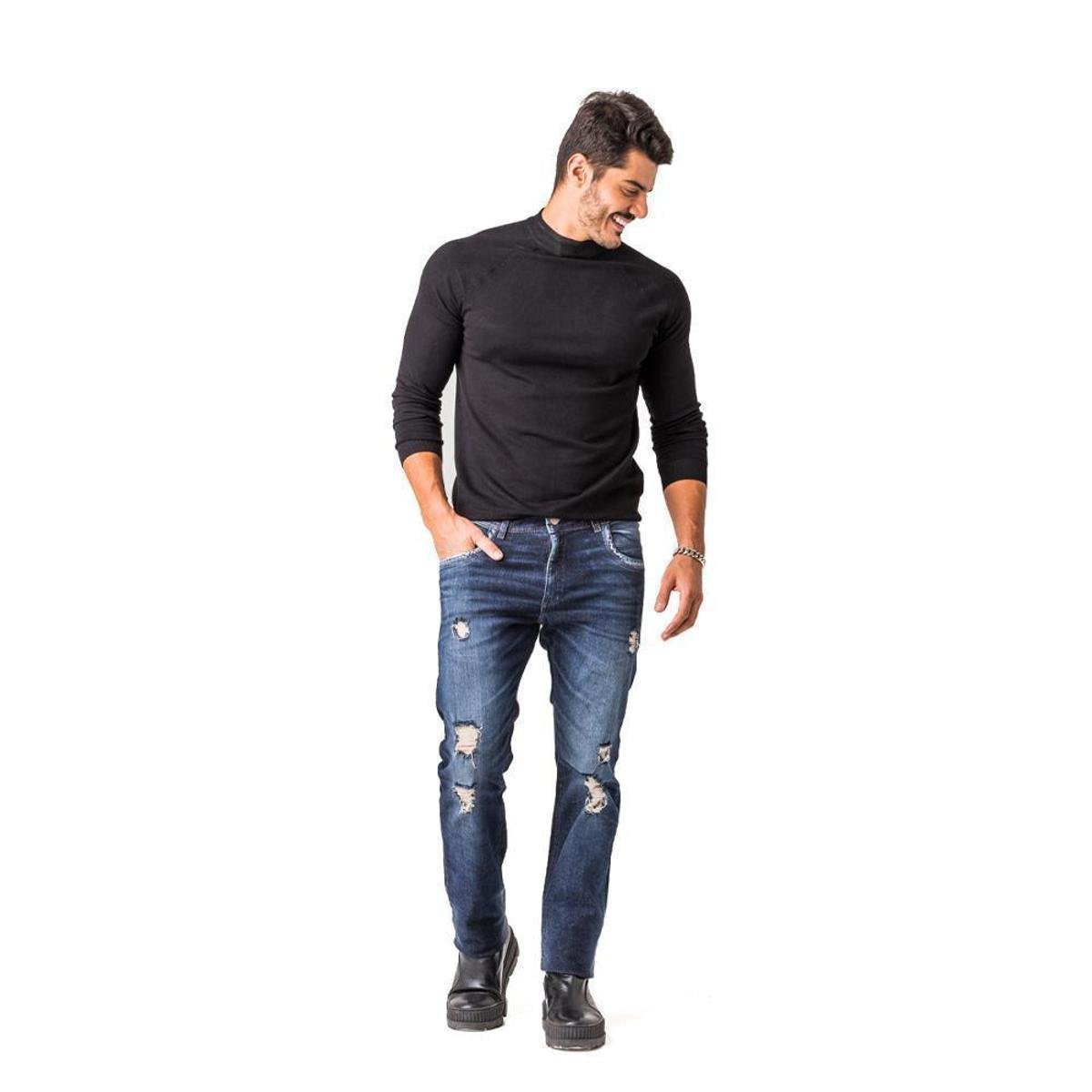 Calça Jeans Zune Masculina Skinny Destroyed Estonada Menor preço em Calça Jeans Zune Masculina Skinny Destroyed Estonada