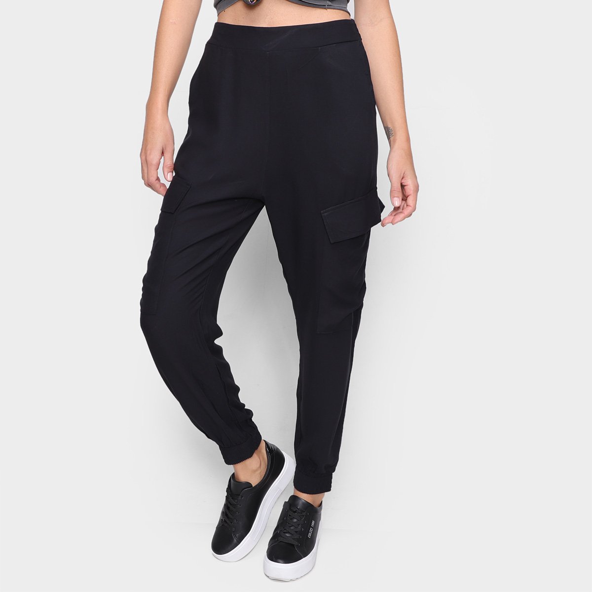 Calça Jogger Colcci Cintura Média Feminina - Preto Menor preço em Calça Jogger Colcci Cintura Média Feminina - Preto