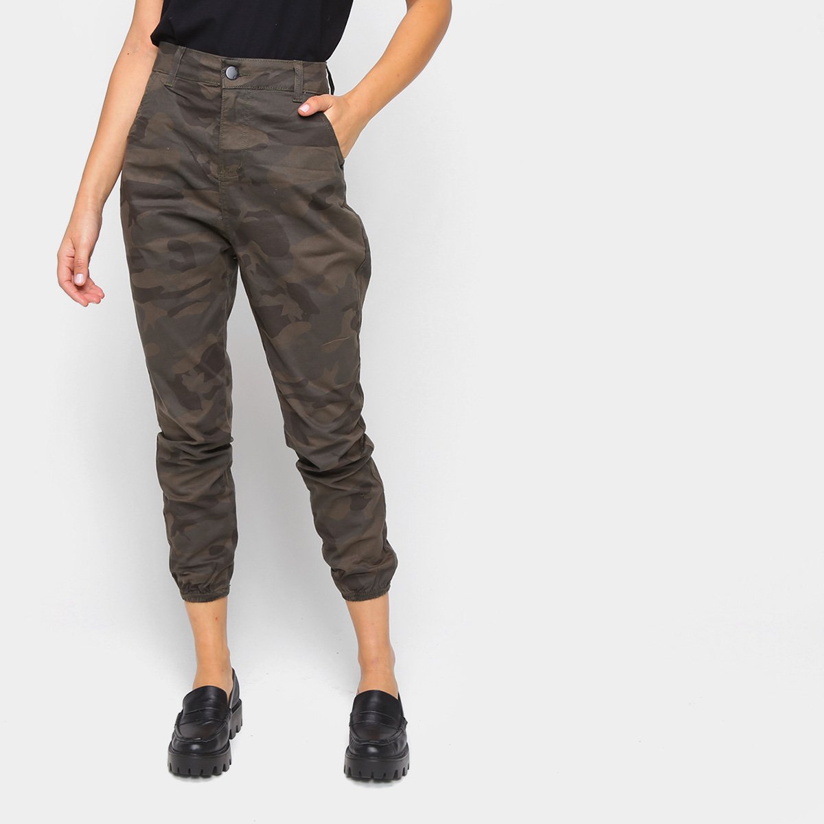 Calça Jogger Ecxo Camuflada Feminina - Verde Militar Menor preço em Calça Jogger Ecxo Camuflada Feminina - Verde Militar