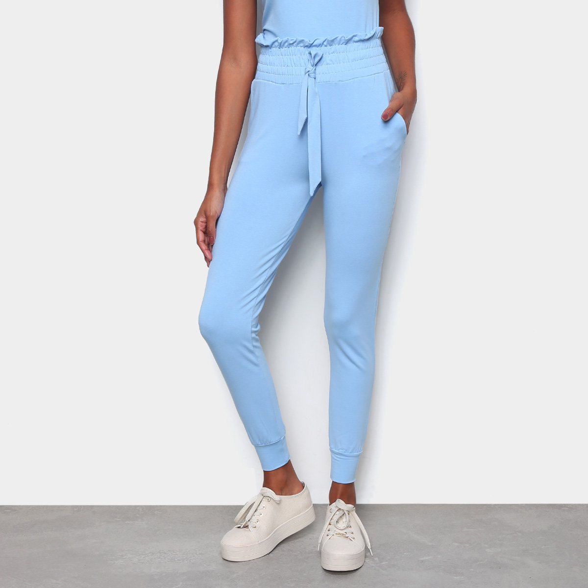 Calça Jogger ESV Lisa Feminina - Azul Claro Menor preço em Calça Jogger ESV Lisa Feminina - Azul Claro