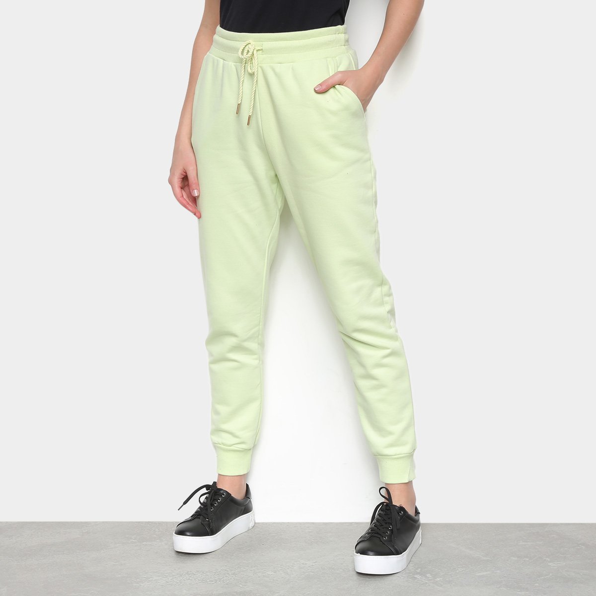 Calça Jogger Hering Cintura Alta Feminina - Verde claro Menor preço em Calça Jogger Hering Cintura Alta Feminina - Verde claro