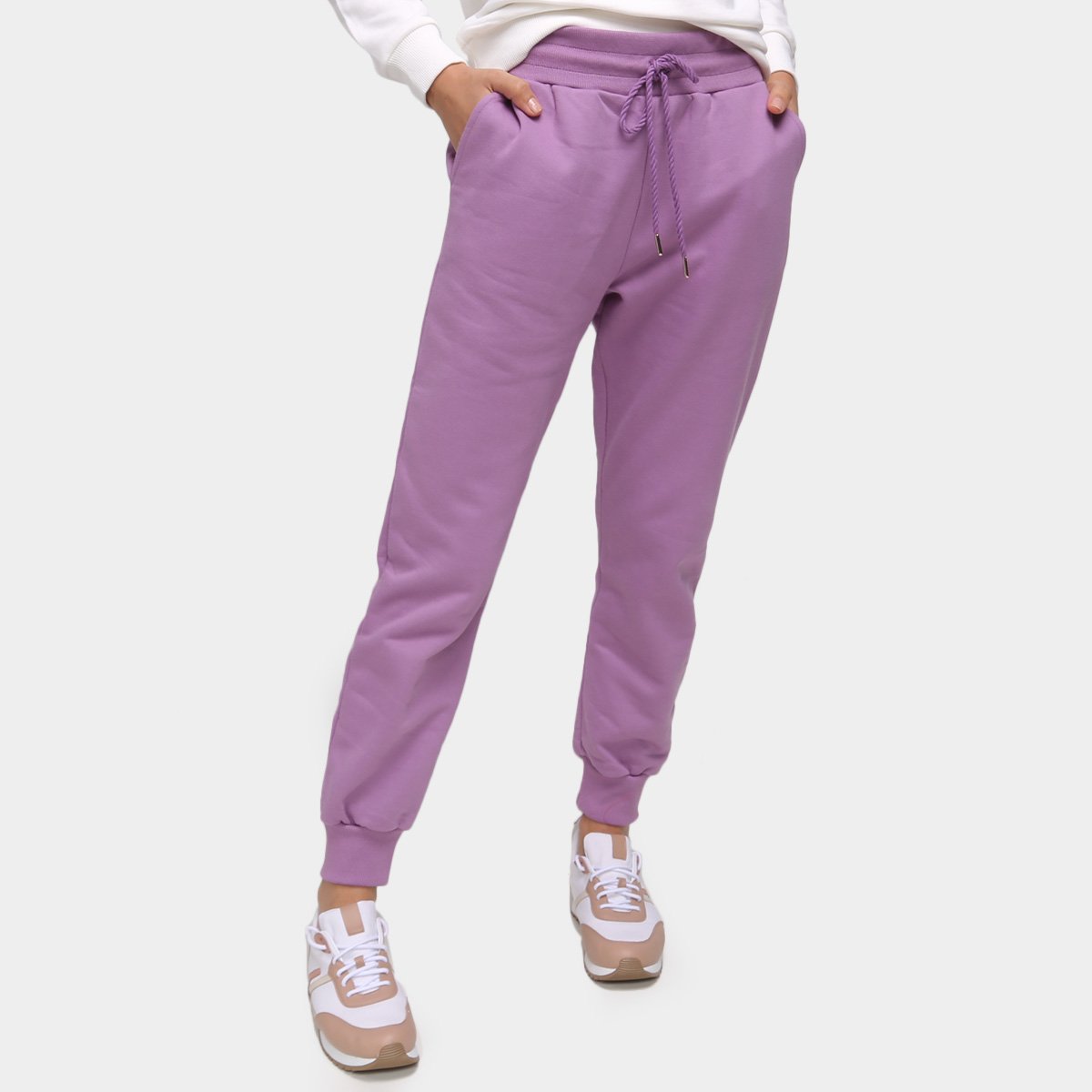 Calça Jogger Hering Cintura Média Feminina - Lilás Menor preço em Calça Jogger Hering Cintura Média Feminina - Lilás