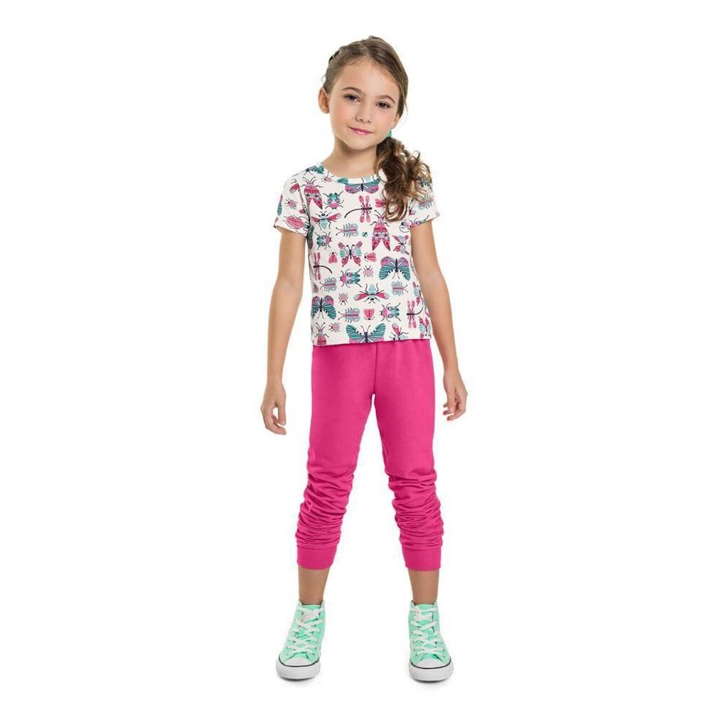 Calça jogger infantil menina em moletinho Brandili Rosa