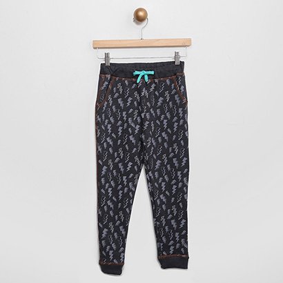 Calça Jogger Infantil Moletom Faltal Estampada Raios Menino - Masculino