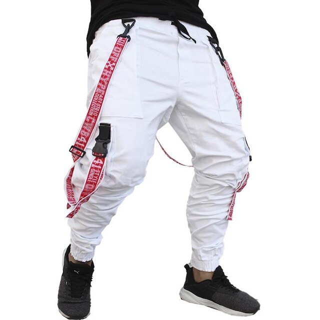 Calça Jogger Masculina BRANCA Trend Suspenders Tracks VERMELHA