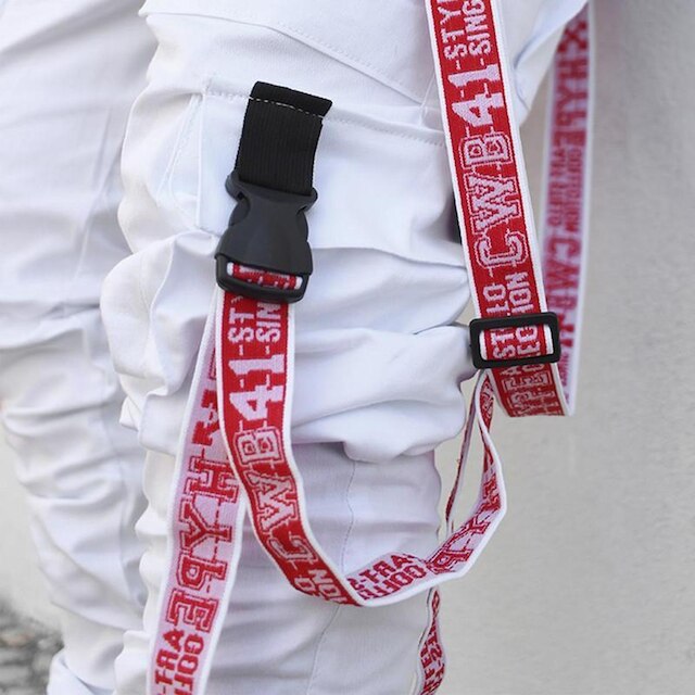 Calça Jogger Masculina BRANCA Trend Suspenders Tracks VERMELHA