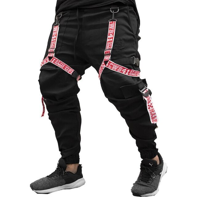Calça Jogger Masculina PRETA New Combat Tracks VERMELHA