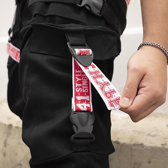 Calça Jogger Masculina PRETA New Combat Tracks VERMELHA