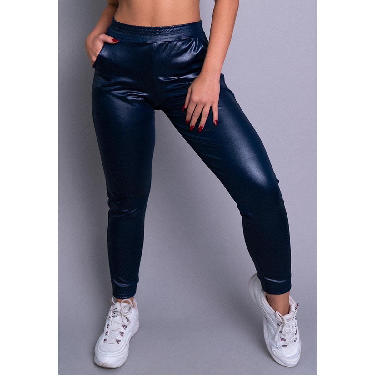 Calça Jogger MVB Modas Cirrê Cintura Alta Feminina - Azul Menor preço em Calça Jogger MVB Modas Cirrê Cintura Alta Feminina - Azul
