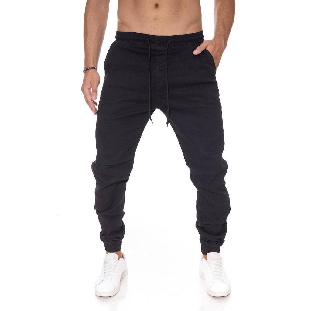 Calça Jogger Sarja Premium Masculina Com Punho Confortável Premium Cós Elástico -