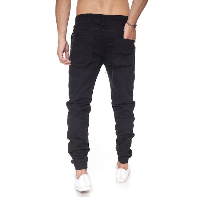 Calça Jogger Sarja Premium Masculina Com Punho Confortável Premium Cós Elástico -