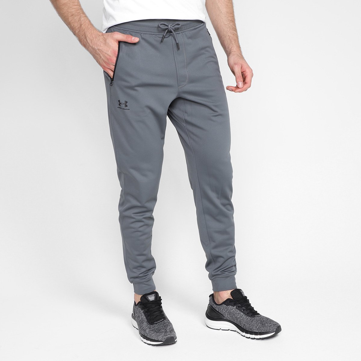 Calça Jogger Under Armour Sportstyle Masculina - Grafite+Preto Menor preço em Calça Jogger Under Armour Sportstyle Masculina - Grafite+Preto