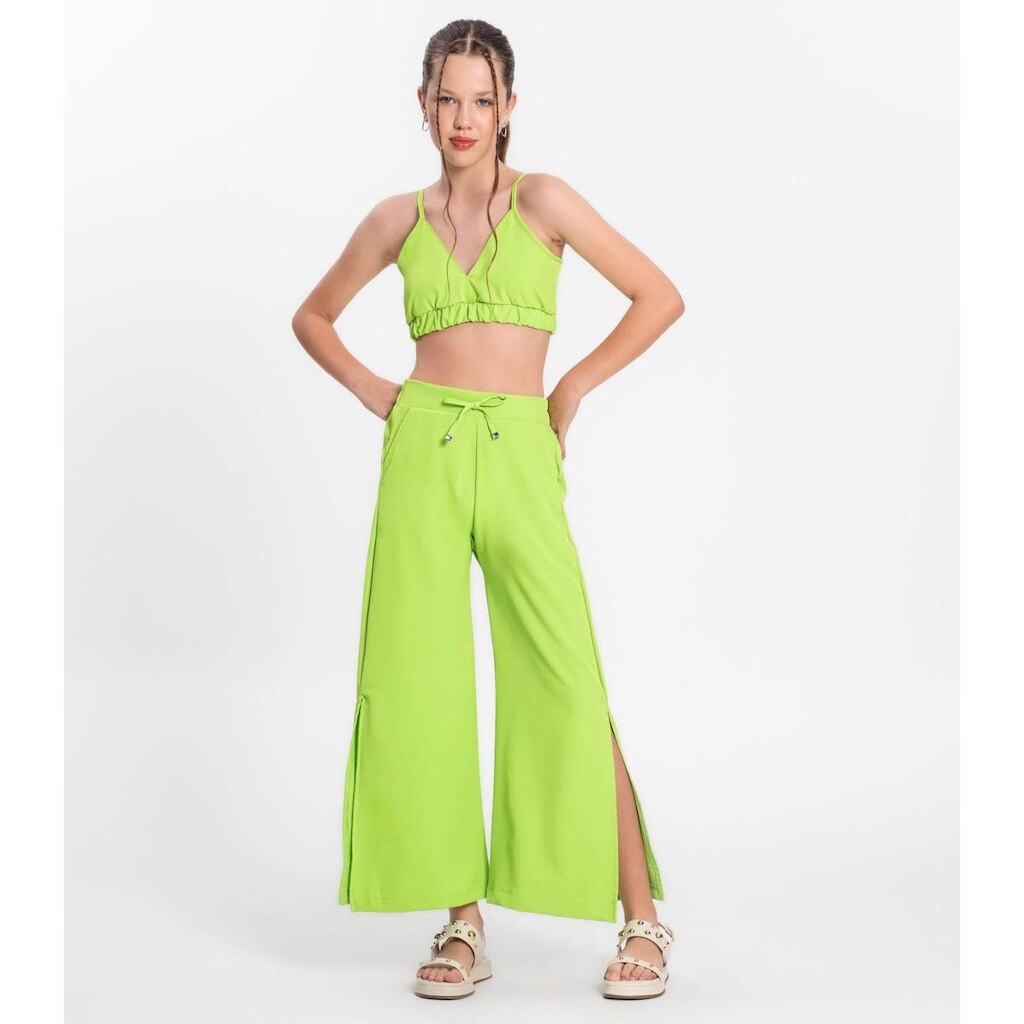 Calça Juvenil Feminina Em Crepe Light Minty Verde