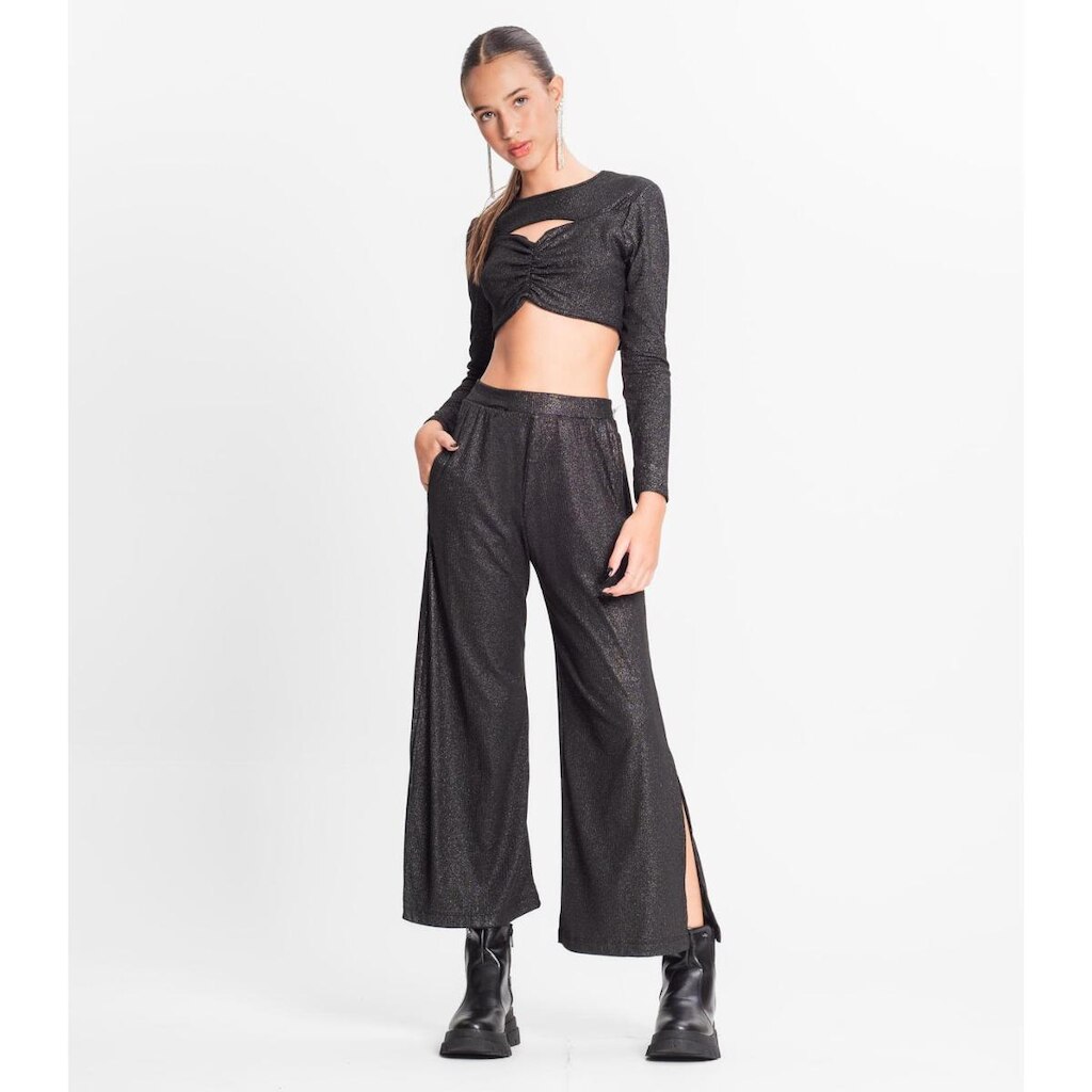 Calça Juvenil Feminina Em Ribana Canelada Minty Preto