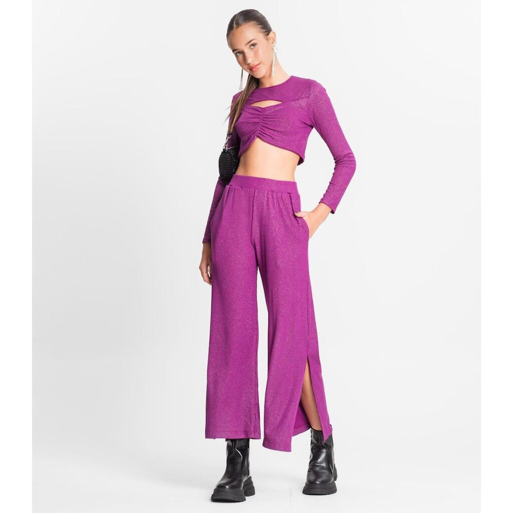 Calça Juvenil Feminina Em Ribana Canelada Minty Roxo