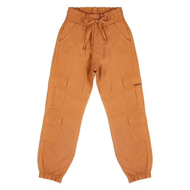 Calça Juvenil Look Jeans Cargo Tencel Ferrugem - 10 - FERRUGEM