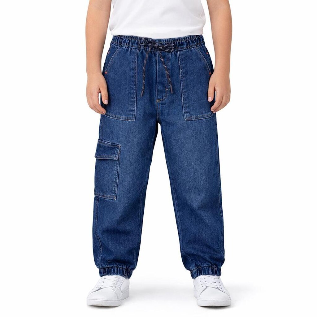 Calça Juvenil Look Jeans Jogger Cargo Jeans - 12 - UNICA