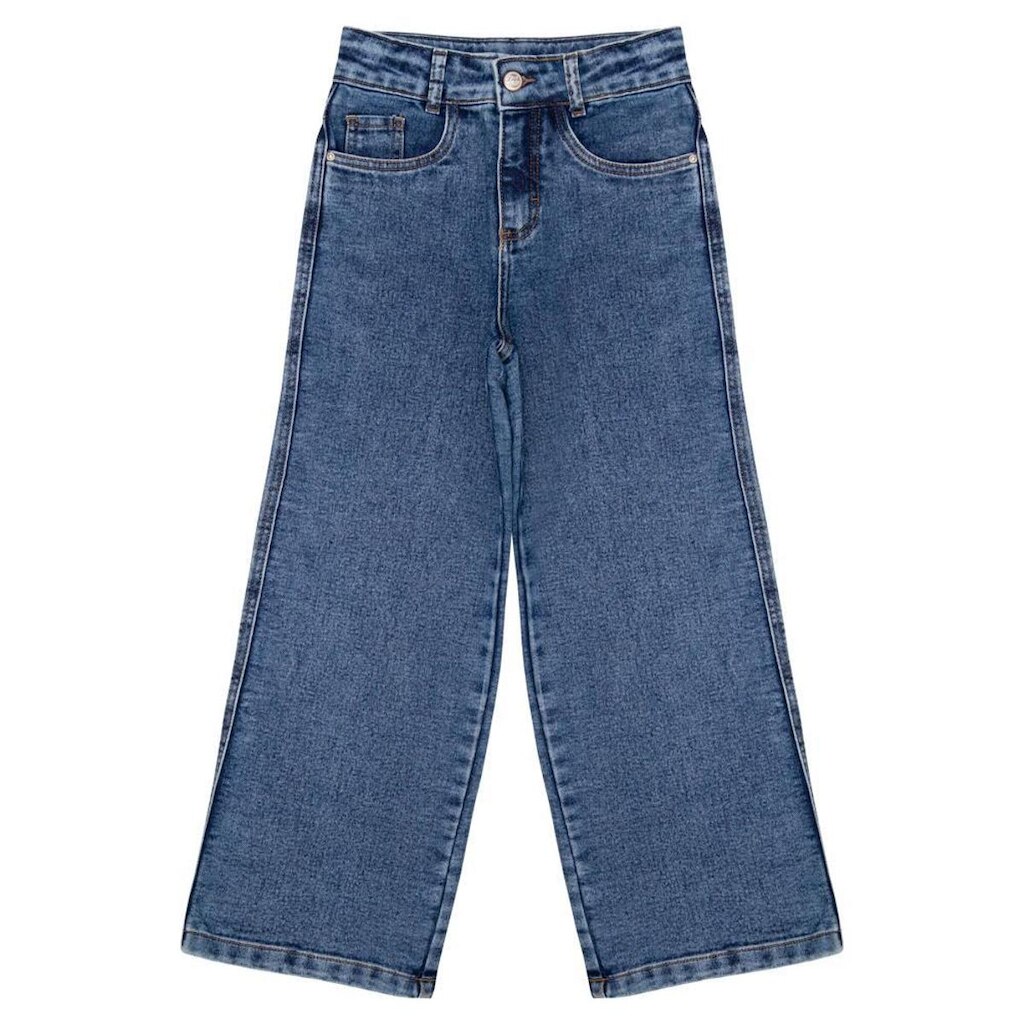 Calça Juvenil Look Jeans Wide-Leg Jeans - 4 - UNICA