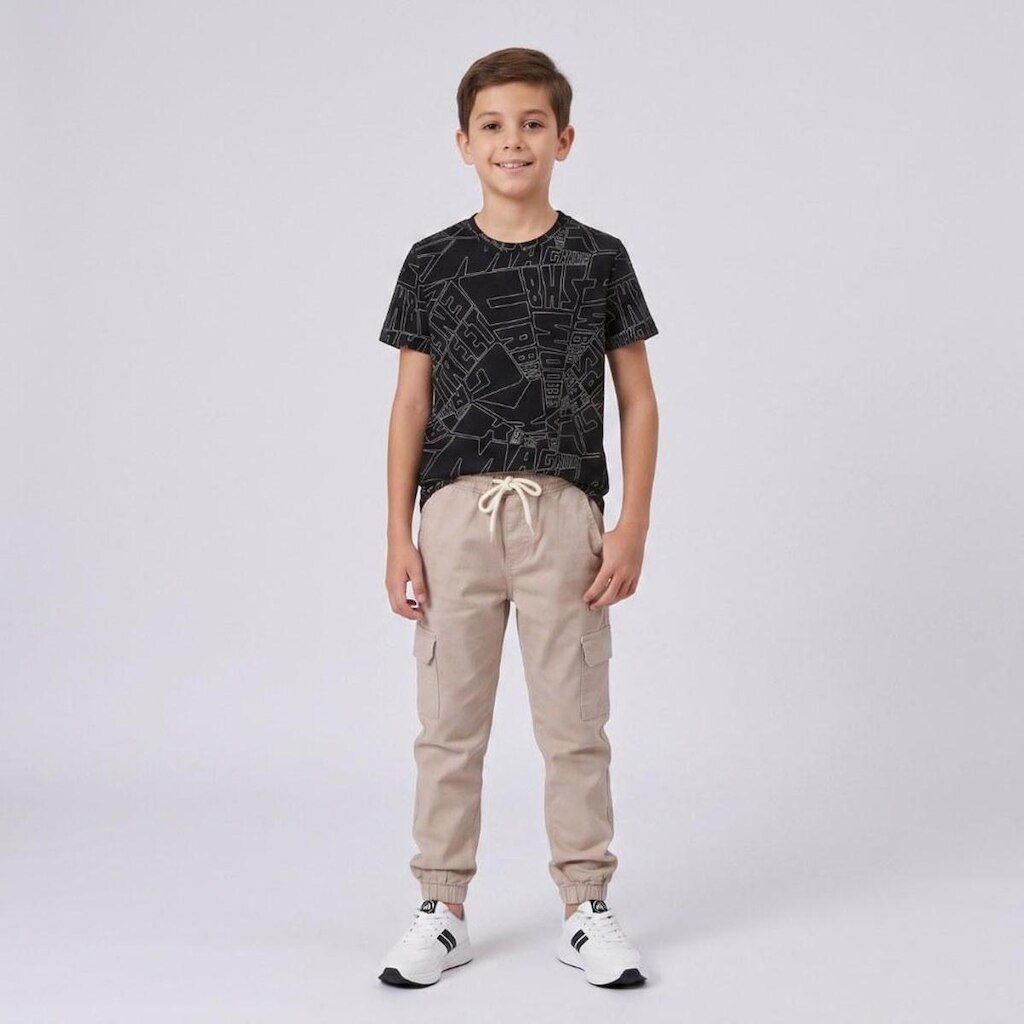 Calça Juvenil Menino Jogger Em Sarja Revert