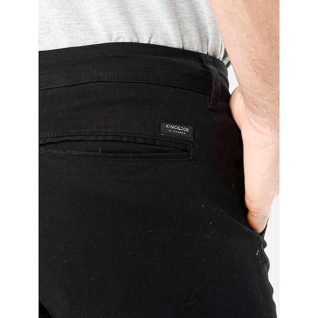 Calça King & Joe Sarja Masculina Slim Plaid Preta