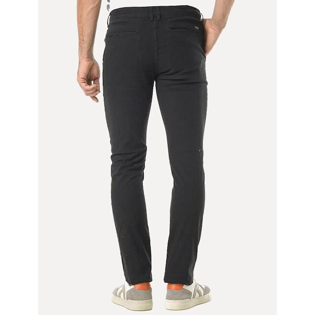 Calça King & Joe Sarja Masculina Slim Plaid Preta