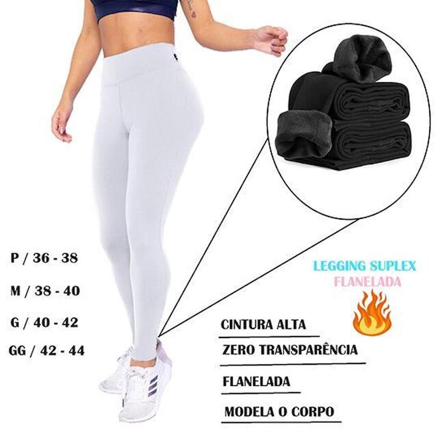 Calça Legg Flanelada Feminina Térmica Cintura Alta Com Elástico Inverno Super Confortável