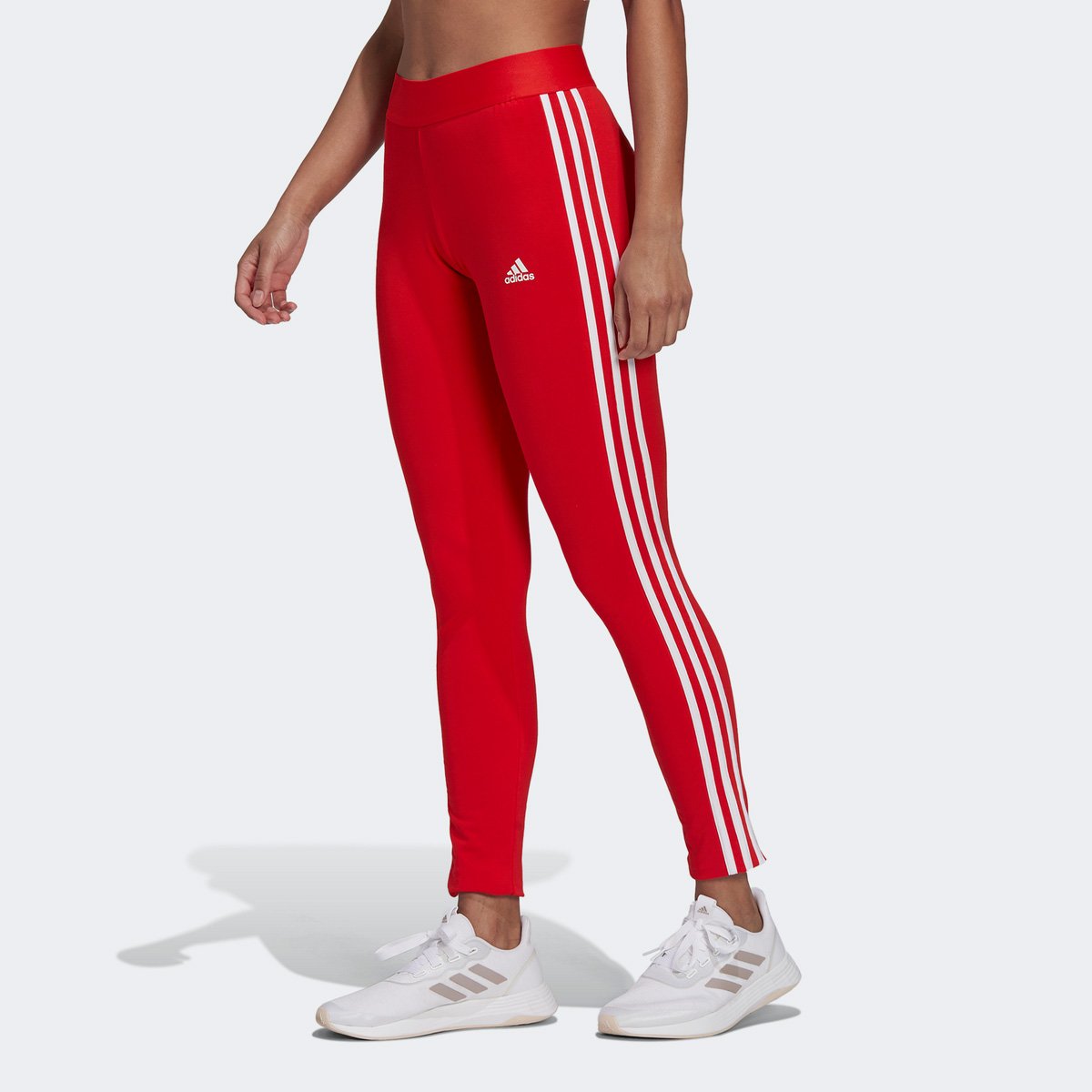 Calça Legging Adidas 3 Listras - Vermelho+Branco Menor preço em Calça Legging Adidas 3 Listras - Vermelho+Branco