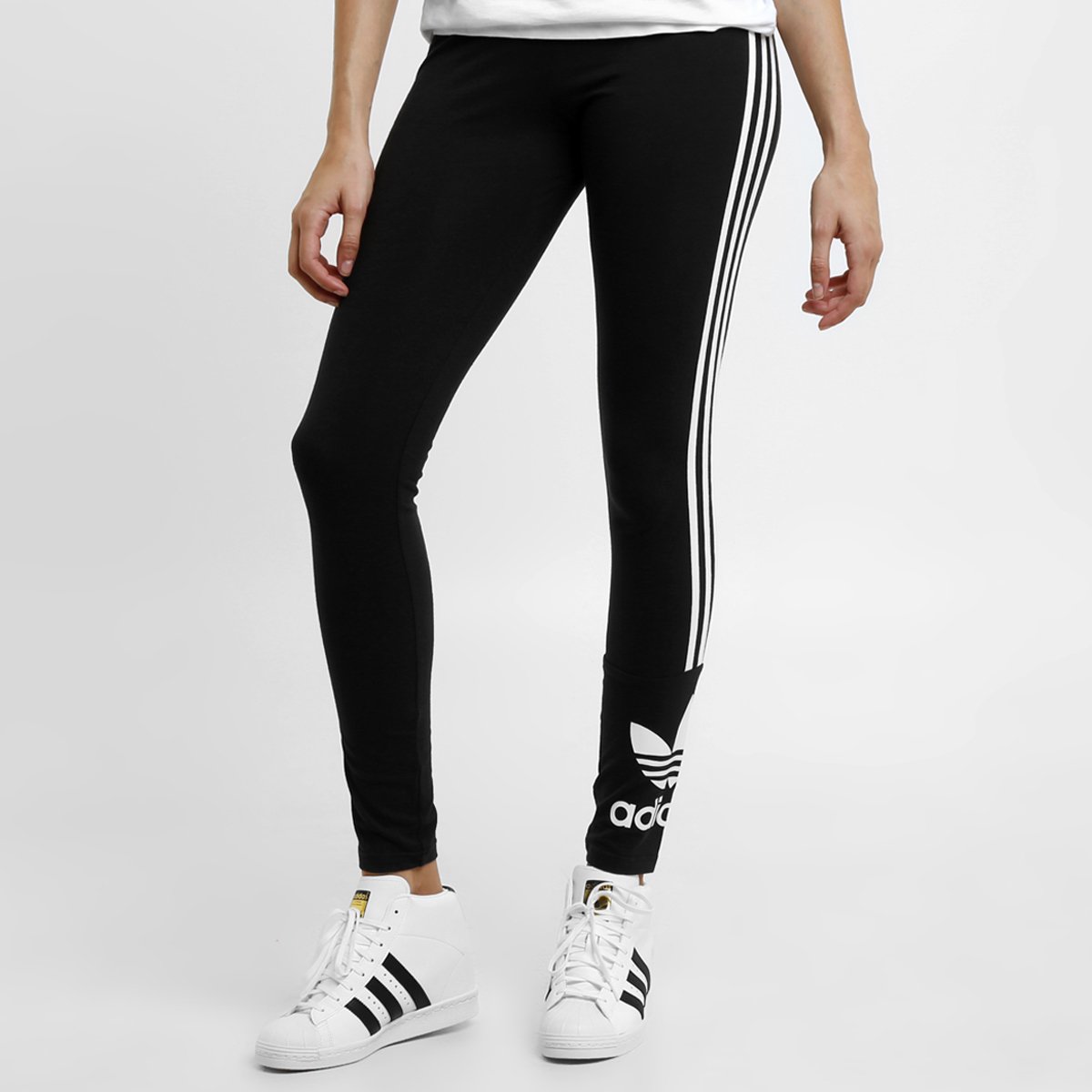 calça feminina adidas legging 3 stripes preta