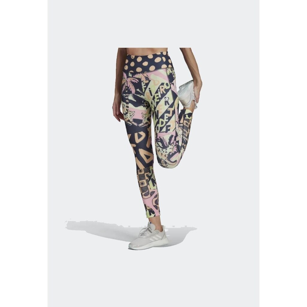 Calça Legging Adidas 7/8 Estampada Cós Alto Farm Feel Brilliant Aeroready HA1231