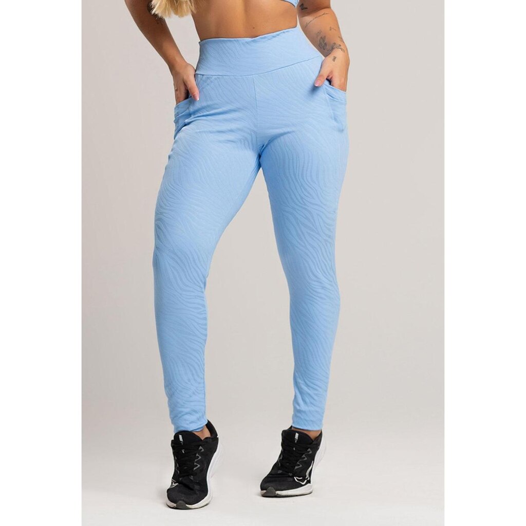 Calça Legging Bolsos Cintura Alta Feminina Fitness Jacquard Mvb Modas