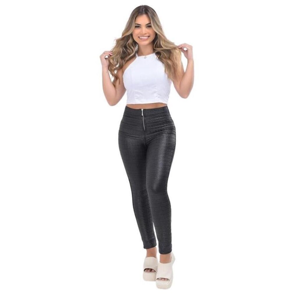 Calça Legging Chapa Barriga e Empina Bumbum – Tecido Cirrê Texturizado