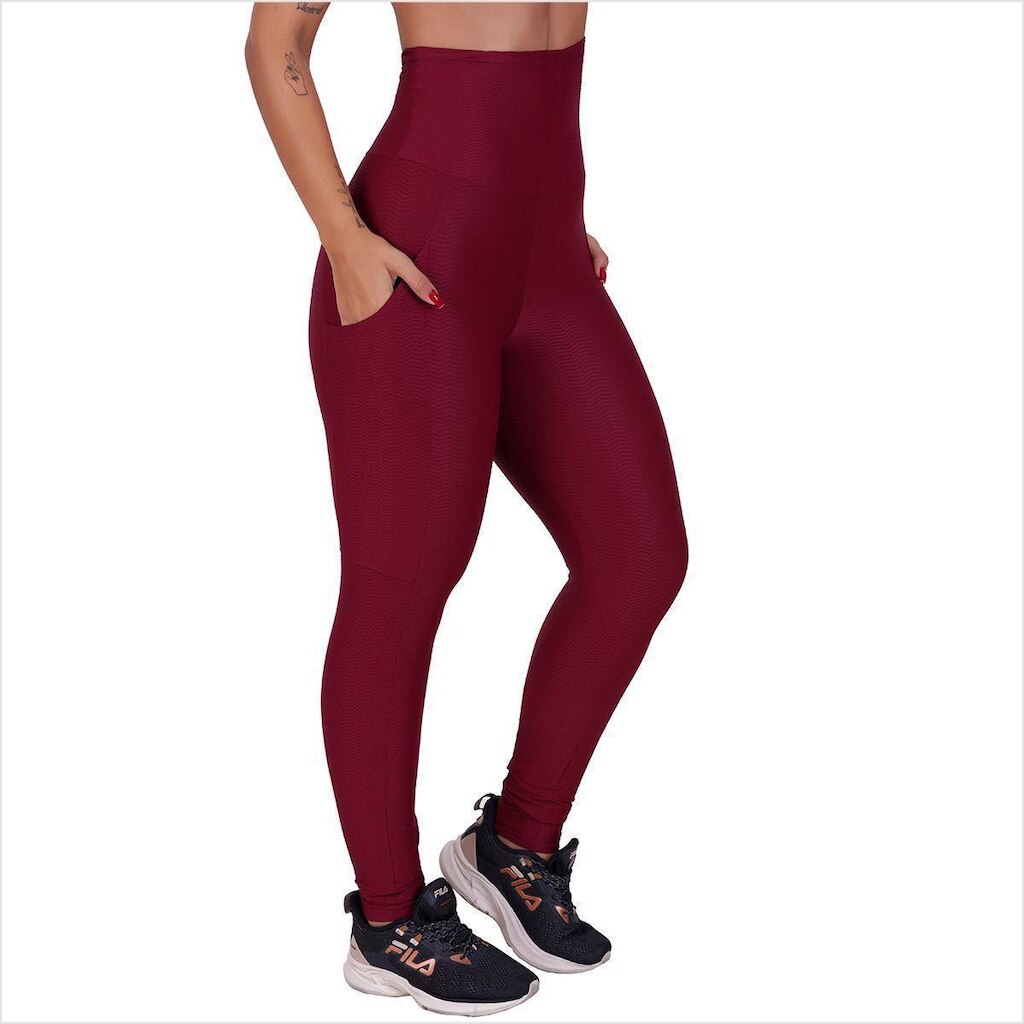 Calça Legging Cintura Alta Com Bolso Poliamida