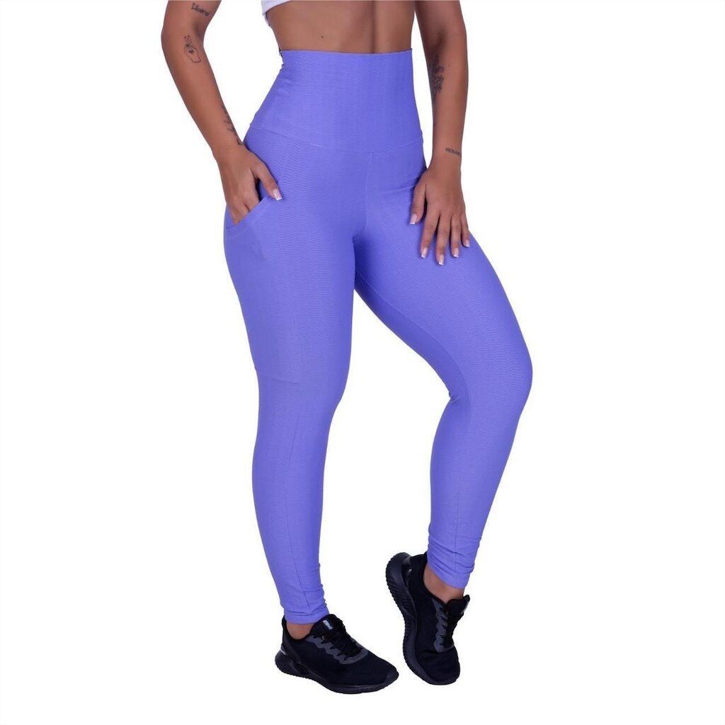 Calça Legging Cintura Alta Com Bolso Poliamida