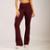 Calça Legging Esportiva Flare Peluciada Vekyo Boca de Sino Bailarina Cós Alto Treino Fitness - Vinho