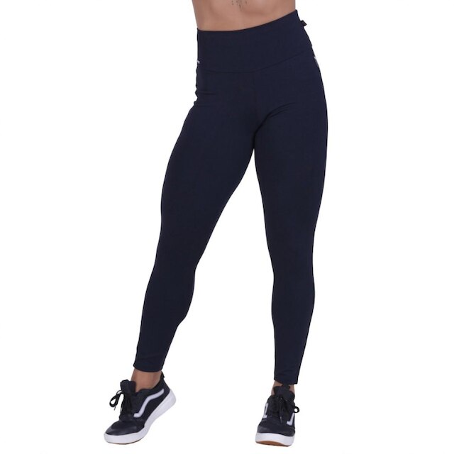 Calça Legging Feminina Supplex Poliamida Detalhe Lateral
