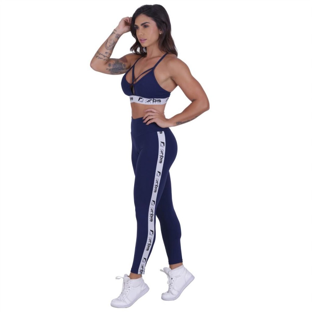 Calça Legging Feminina Supplex Poliamida Detalhe Lateral