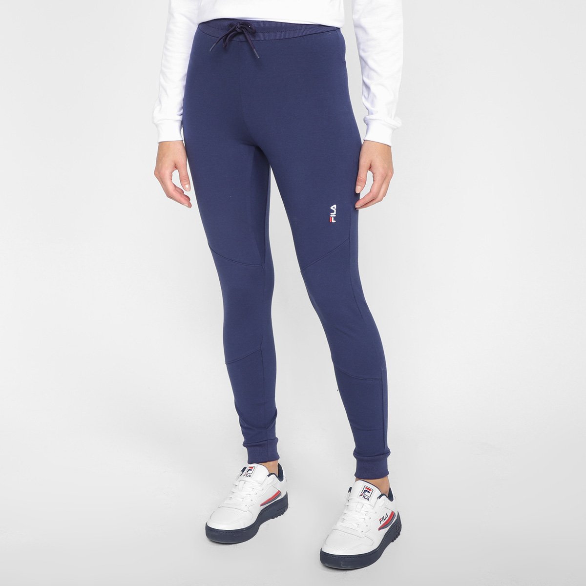 Calça Legging Fila Sport Cintura Alta Feminina - Marinho Menor preço em Calça Legging Fila Sport Cintura Alta Feminina - Marinho
