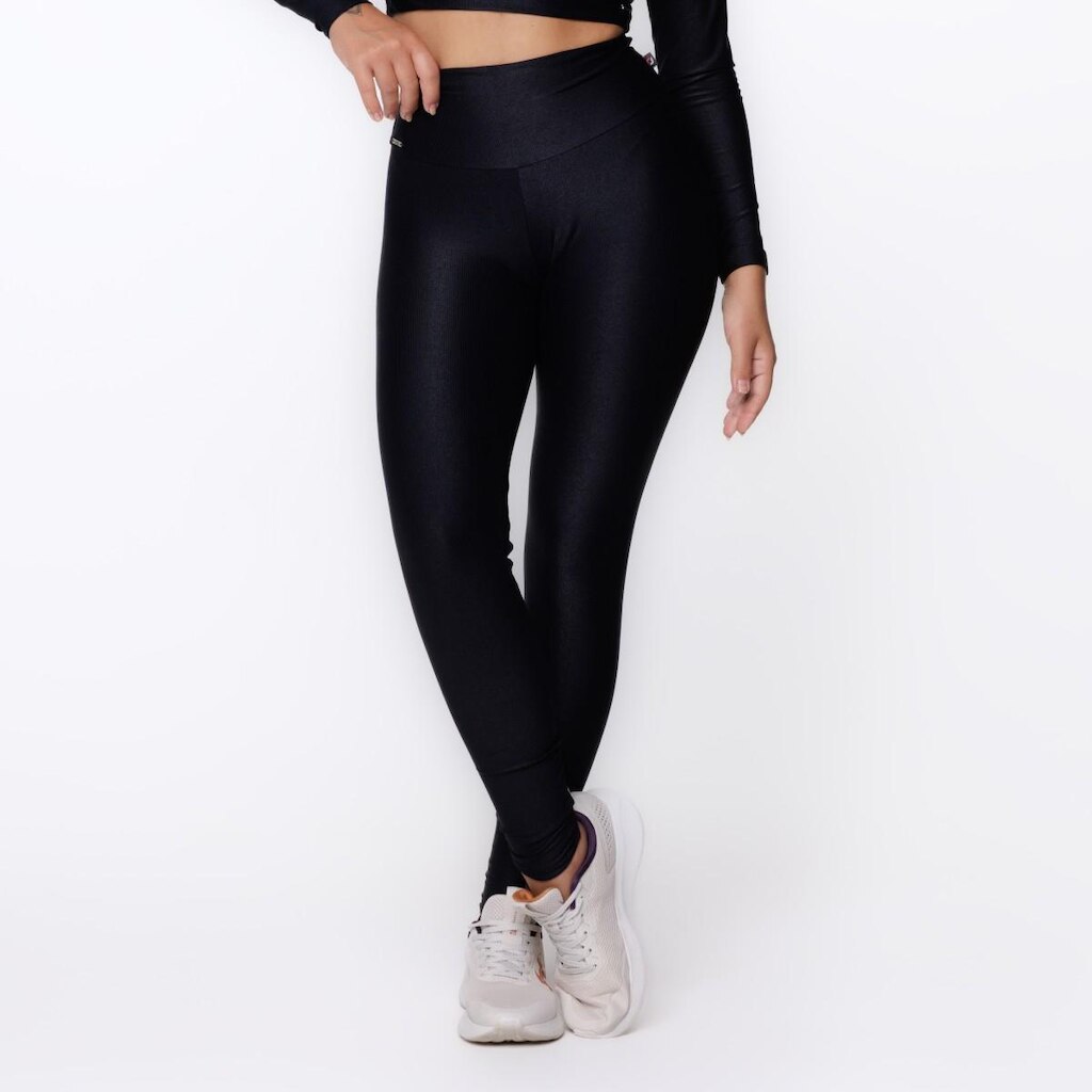 Calça Legging Fitness Feminina Cós Alto Poliamida Acetinado