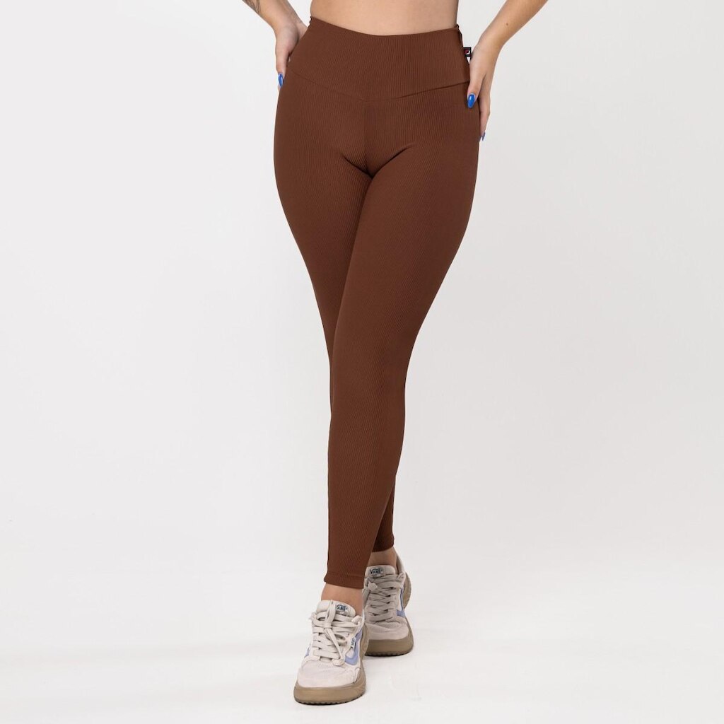 Calça Legging Fitness Feminina Textura Canelado Poliamida