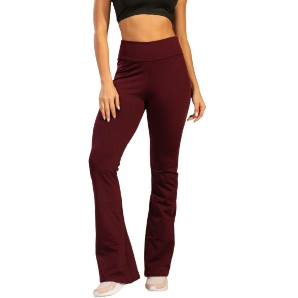 Calça Legging Flare Peluciada Serra e Mar Boca de Sino Bailarina Cintura Cós Alto Moda Fitness