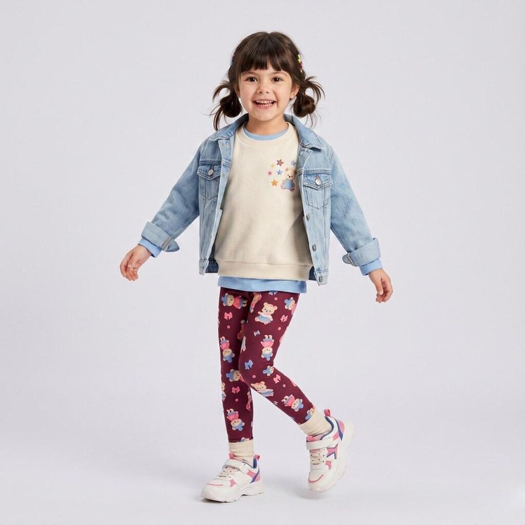 Calça Legging Infantil Menina Estampada Ursinhos Upalôo