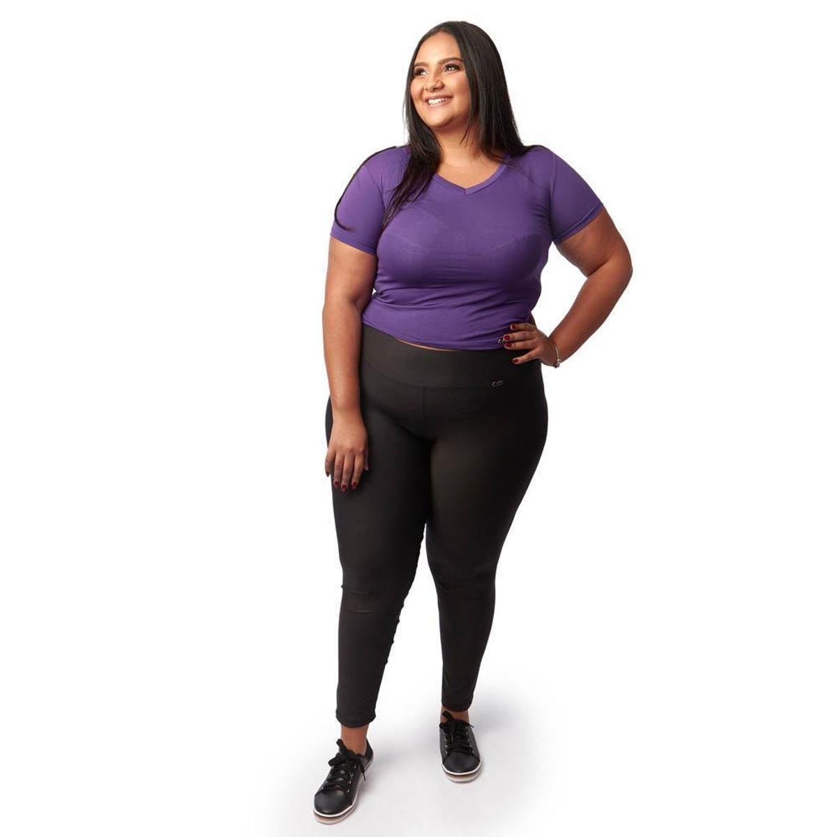 Calça Legging Modeladora Plus Size Suplex Com Cintura Alta - Preto Menor preço em Calça Legging Modeladora Plus Size Suplex Com Cintura Alta - Preto