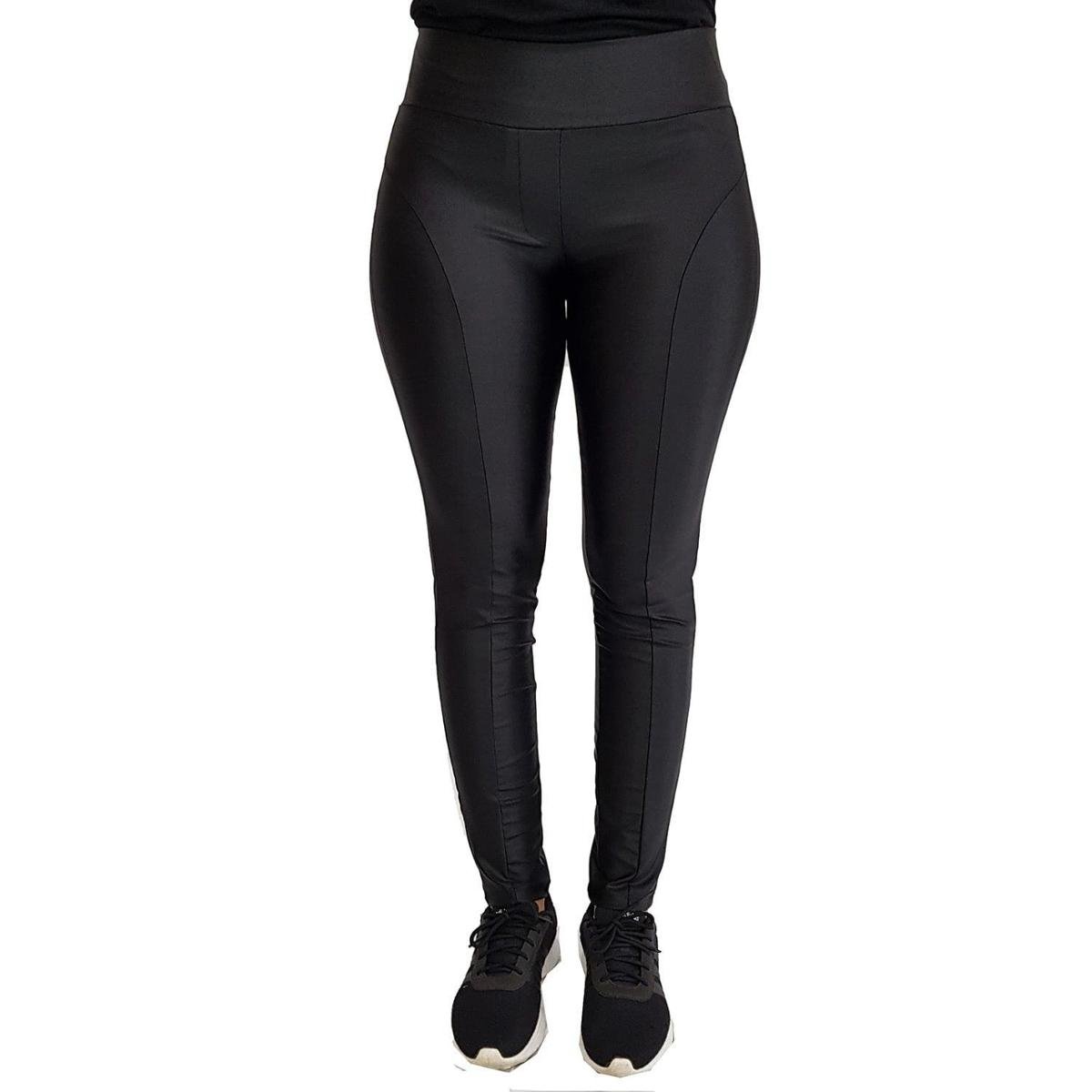 Calça Legging Montaria com Cós Largo Cirrê Preto - Preto Menor preço em Calça Legging Montaria com Cós Largo Cirrê Preto - Preto
