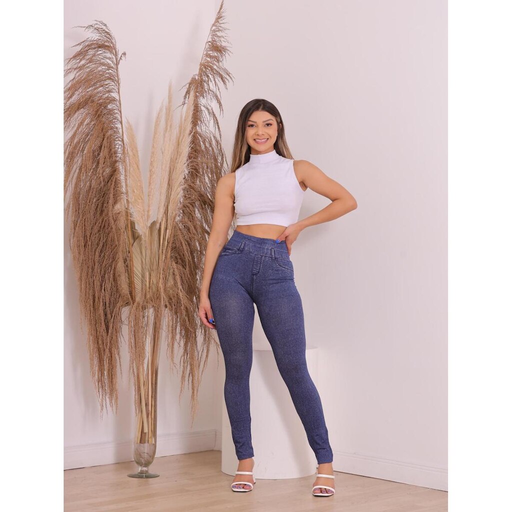 Calça Legging Premium Fake Emita Jeans Stom Tendencia-