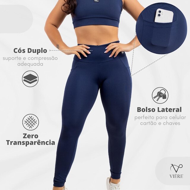 Calça Legging que Não Fica Transparente com Bolso Viére