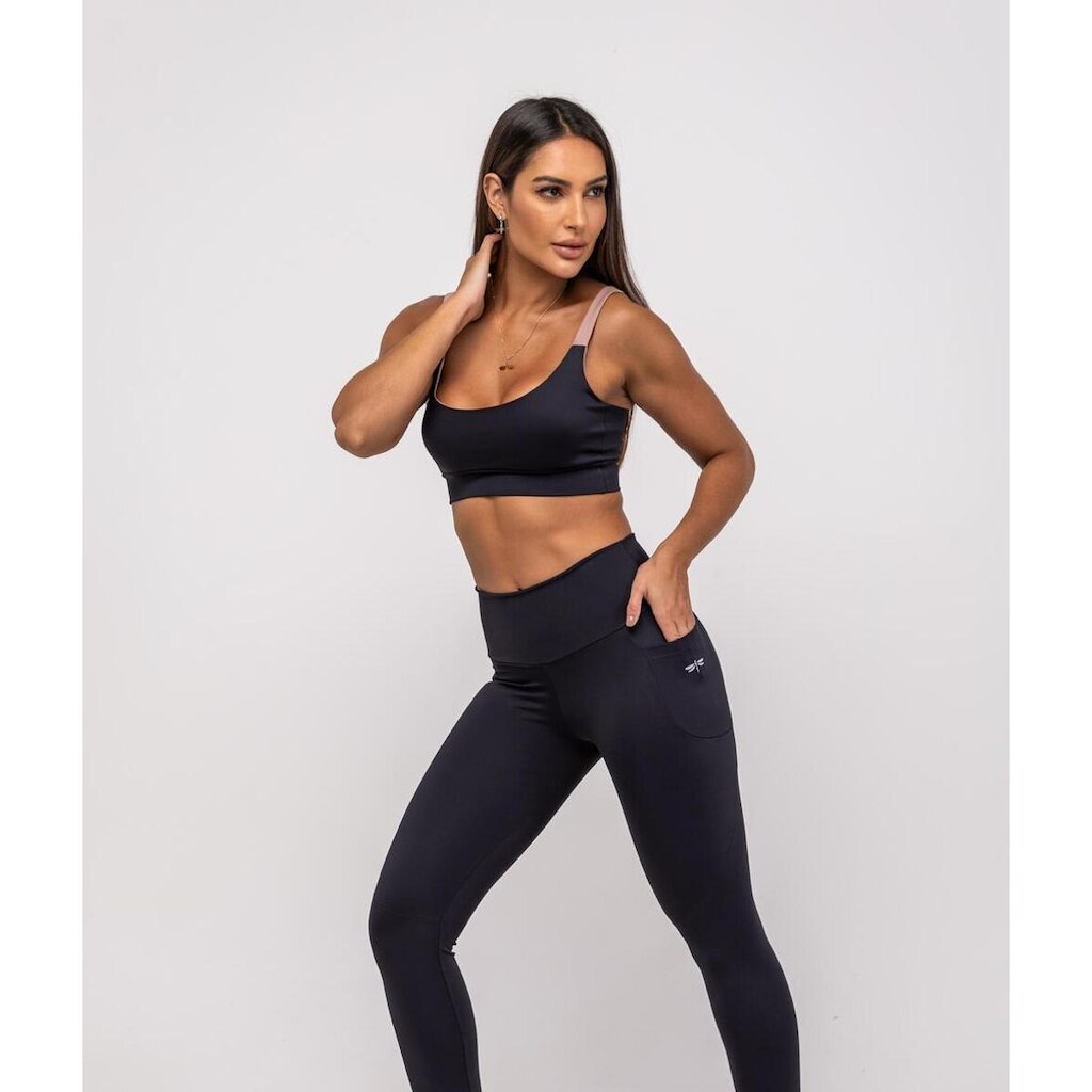 Calça Legging Salvatore Fashion Suplex Poliamida Bolso Feminina