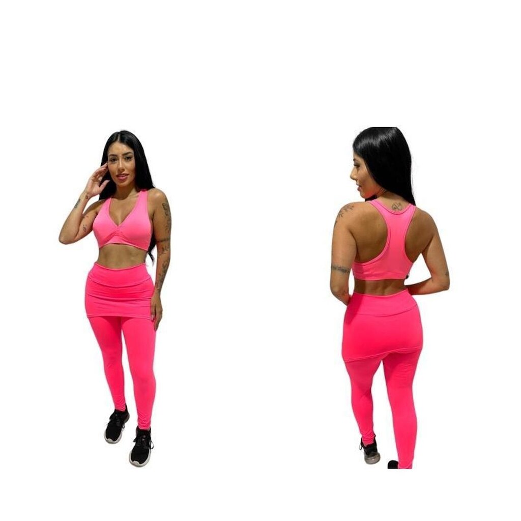 Calça legging suplex saia tapa bumbum leg cintura alta fitness